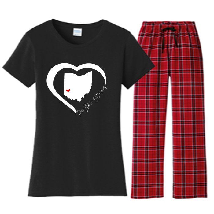 Dayton Ohio Strong Retro Heart Map Women's Flannel Pajama Set