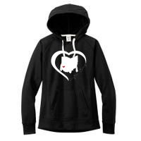 Dayton Ohio Strong Retro Heart Map Women's Fleece Hoodie