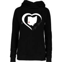 Dayton Ohio Strong Retro Heart Map Womens Funnel Neck Pullover Hood