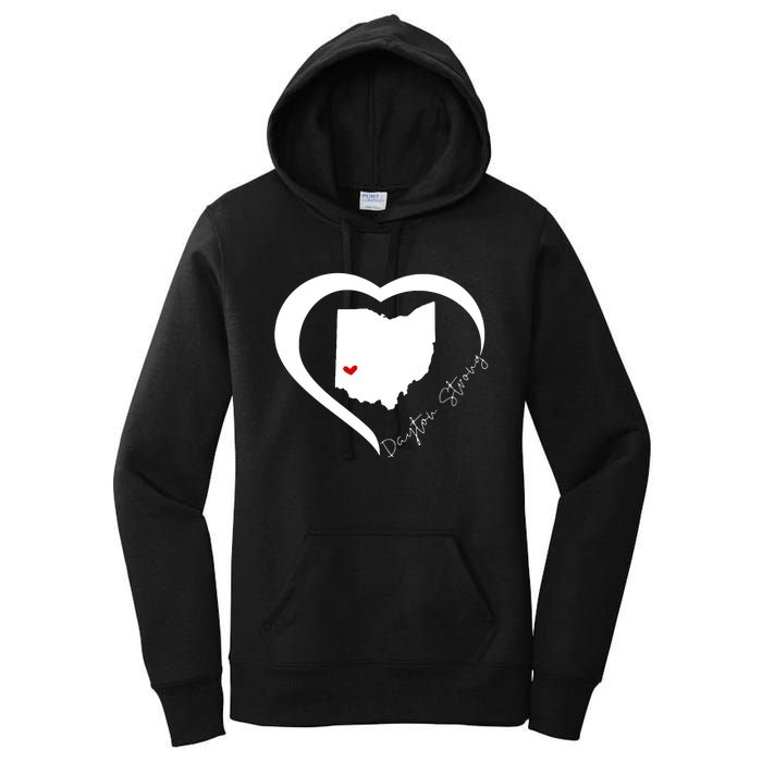 Dayton Ohio Strong Retro Heart Map Women's Pullover Hoodie