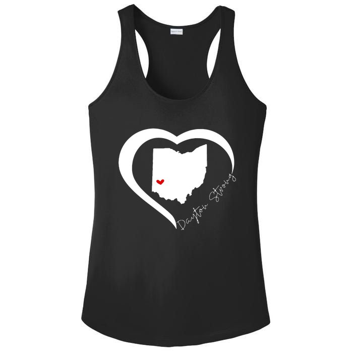 Dayton Ohio Strong Retro Heart Map Ladies PosiCharge Competitor Racerback Tank