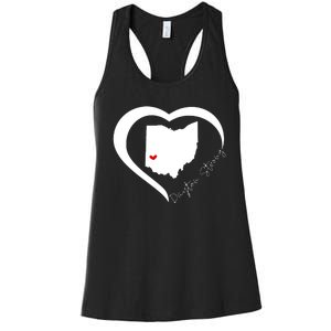 Dayton Ohio Strong Retro Heart Map Women's Racerback Tank