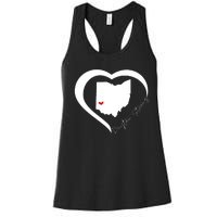 Dayton Ohio Strong Retro Heart Map Women's Racerback Tank