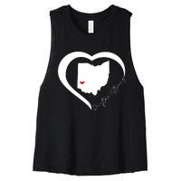 Dayton Ohio Strong Retro Heart Map Women's Racerback Cropped Tank