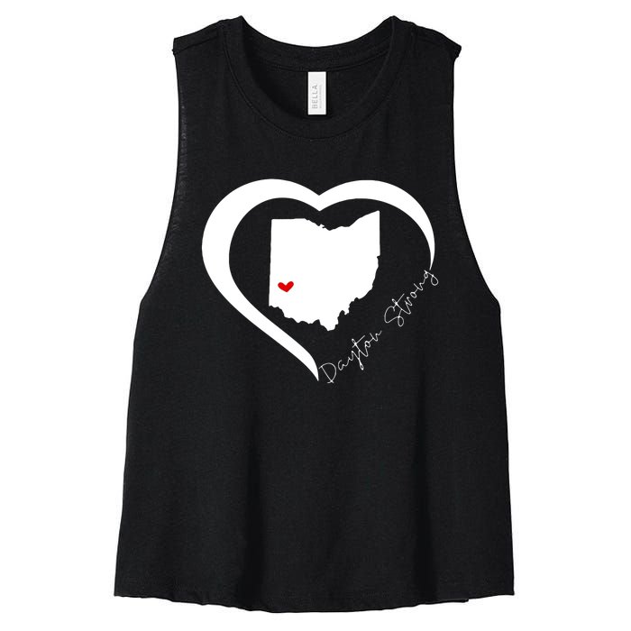 Dayton Ohio Strong Retro Heart Map Women's Racerback Cropped Tank