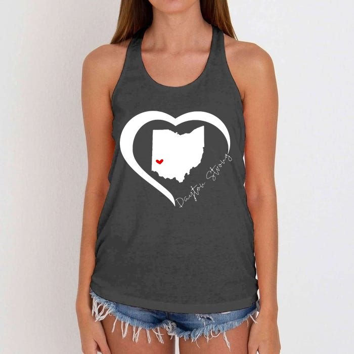 Dayton Ohio Strong Retro Heart Map Women's Knotted Racerback Tank