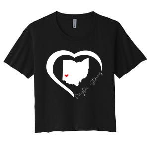 Dayton Ohio Strong Retro Heart Map Women's Crop Top Tee