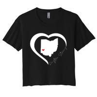 Dayton Ohio Strong Retro Heart Map Women's Crop Top Tee