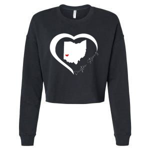 Dayton Ohio Strong Retro Heart Map Cropped Pullover Crew