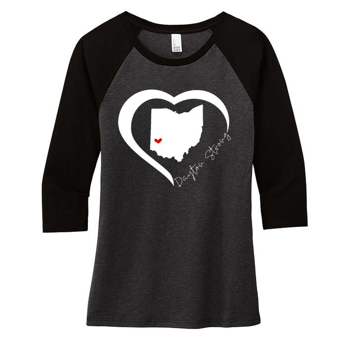 Dayton Ohio Strong Retro Heart Map Women's Tri-Blend 3/4-Sleeve Raglan Shirt