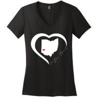 Dayton Ohio Strong Retro Heart Map Women's V-Neck T-Shirt