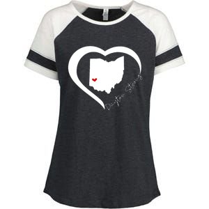 Dayton Ohio Strong Retro Heart Map Enza Ladies Jersey Colorblock Tee