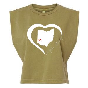 Dayton Ohio Strong Retro Heart Map Garment-Dyed Women's Muscle Tee