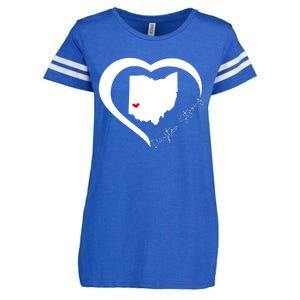 Dayton Ohio Strong Retro Heart Map Enza Ladies Jersey Football T-Shirt