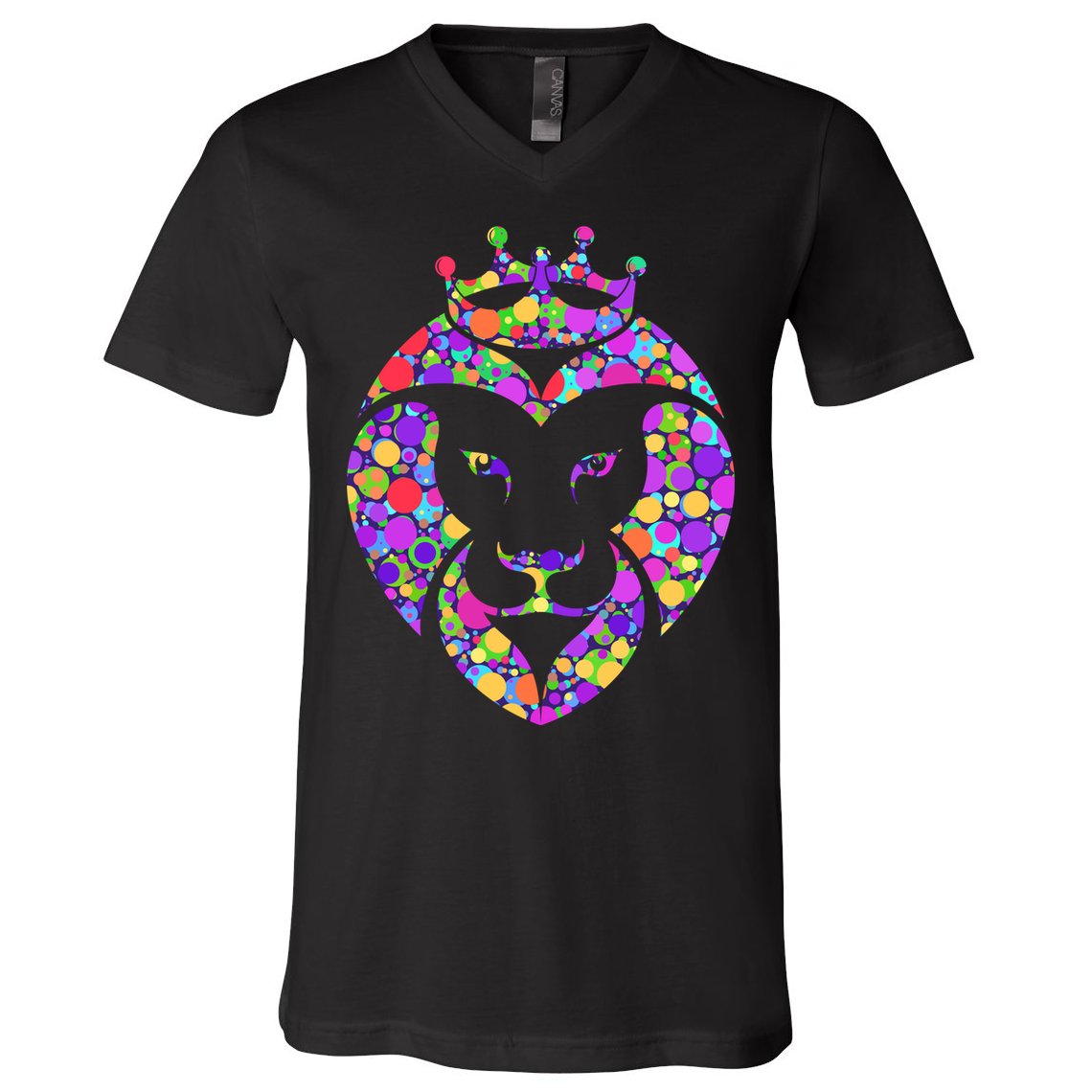 Dot Day King Lion V-Neck T-Shirt