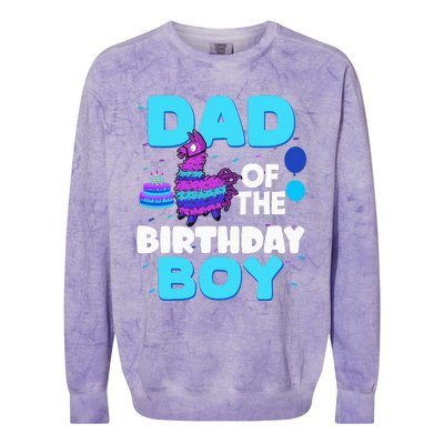 Dad Of The Birthday Boy Llama Dad And Mom Family Party Colorblast Crewneck Sweatshirt