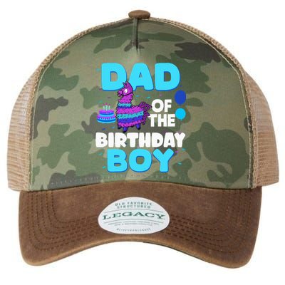 Dad Of The Birthday Boy Llama Dad And Mom Family Party Legacy Tie Dye Trucker Hat