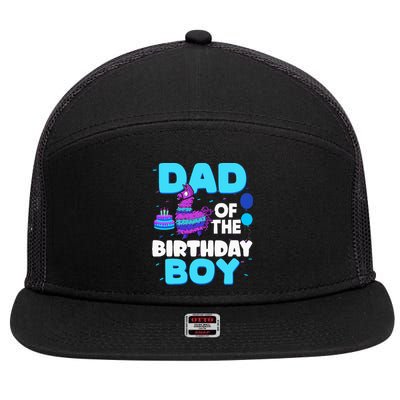 Dad Of The Birthday Boy Llama Dad And Mom Family Party 7 Panel Mesh Trucker Snapback Hat