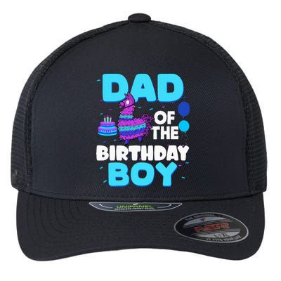 Dad Of The Birthday Boy Llama Dad And Mom Family Party Flexfit Unipanel Trucker Cap