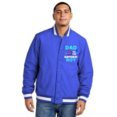 Dad Of The Birthday Boy Llama Dad And Mom Family Party Insulated Varsity Jacket