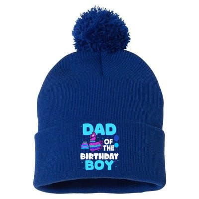 Dad Of The Birthday Boy Llama Dad And Mom Family Party Pom Pom 12in Knit Beanie