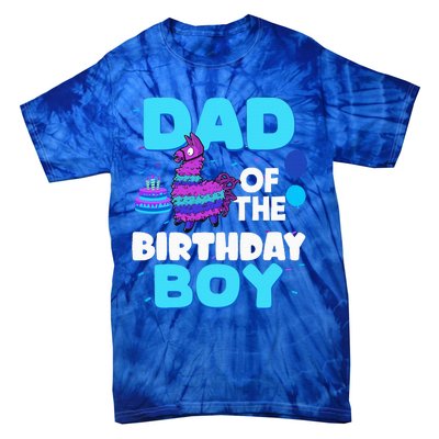 Dad Of The Birthday Boy Llama Dad And Mom Family Party Tie-Dye T-Shirt