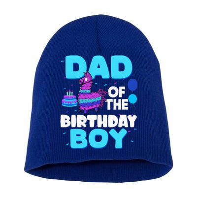 Dad Of The Birthday Boy Llama Dad And Mom Family Party Short Acrylic Beanie