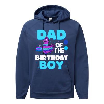 Dad Of The Birthday Boy Llama Dad And Mom Family Party Performance Fleece Hoodie