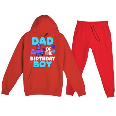 Dad Of The Birthday Boy Llama Dad And Mom Family Party Premium Hooded Sweatsuit Set