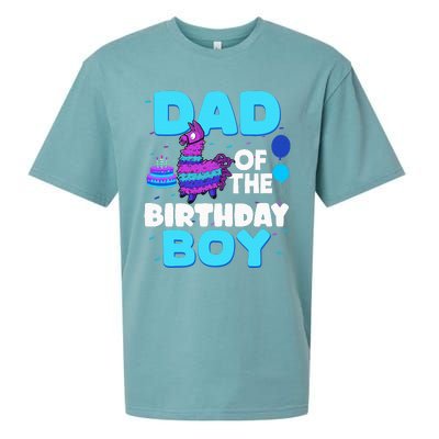 Dad Of The Birthday Boy Llama Dad And Mom Family Party Sueded Cloud Jersey T-Shirt