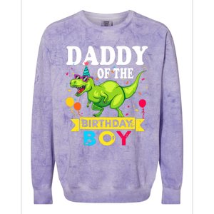 Daddy of the Birthday Boy T-Rex RAWR Dinosaur Birthday boy Colorblast Crewneck Sweatshirt