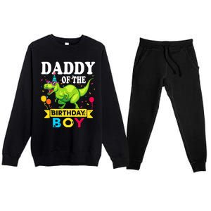 Daddy of the Birthday Boy T-Rex RAWR Dinosaur Birthday boy Premium Crewneck Sweatsuit Set