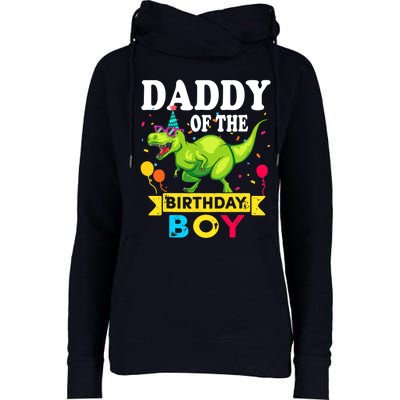 Daddy of the Birthday Boy T-Rex RAWR Dinosaur Birthday boy Womens Funnel Neck Pullover Hood