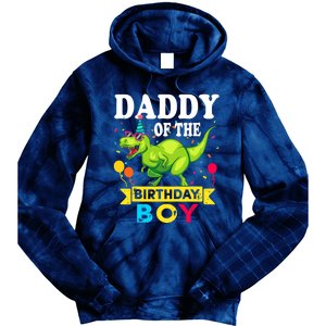 Daddy of the Birthday Boy T-Rex RAWR Dinosaur Birthday boy Tie Dye Hoodie