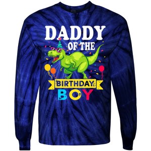 Daddy of the Birthday Boy T-Rex RAWR Dinosaur Birthday boy Tie-Dye Long Sleeve Shirt