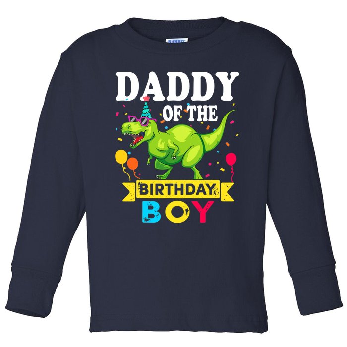 Daddy of the Birthday Boy T-Rex RAWR Dinosaur Birthday boy Toddler Long Sleeve Shirt