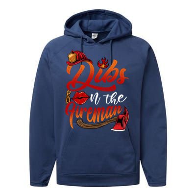 Dibs On The Fire Gift Cool Gift Performance Fleece Hoodie