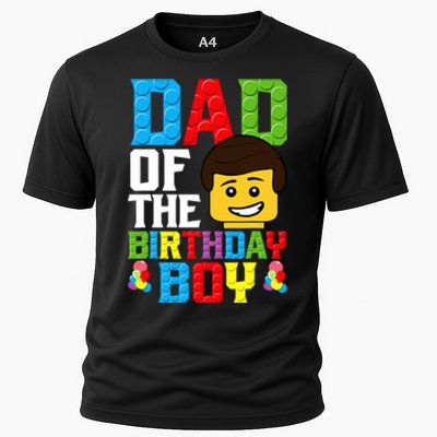 Dad Of The Birthday Boy Building Blocks Master Builder Cooling Performance Crew T-Shirt