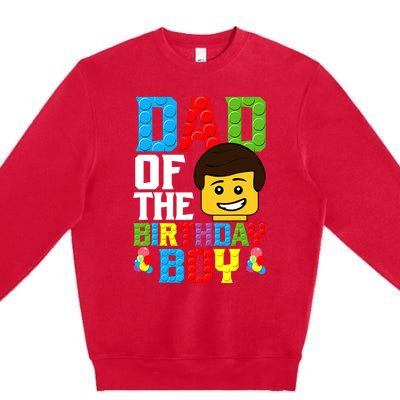 Dad Of The Birthday Boy Building Blocks Master Builder Premium Crewneck Sweatshirt