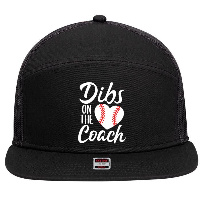 Dibs On The Coach Funny Baseball Heart Cute Mother's Day 7 Panel Mesh Trucker Snapback Hat