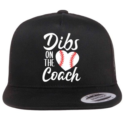 Dibs On The Coach Funny Baseball Heart Cute Mother's Day Flat Bill Trucker Hat