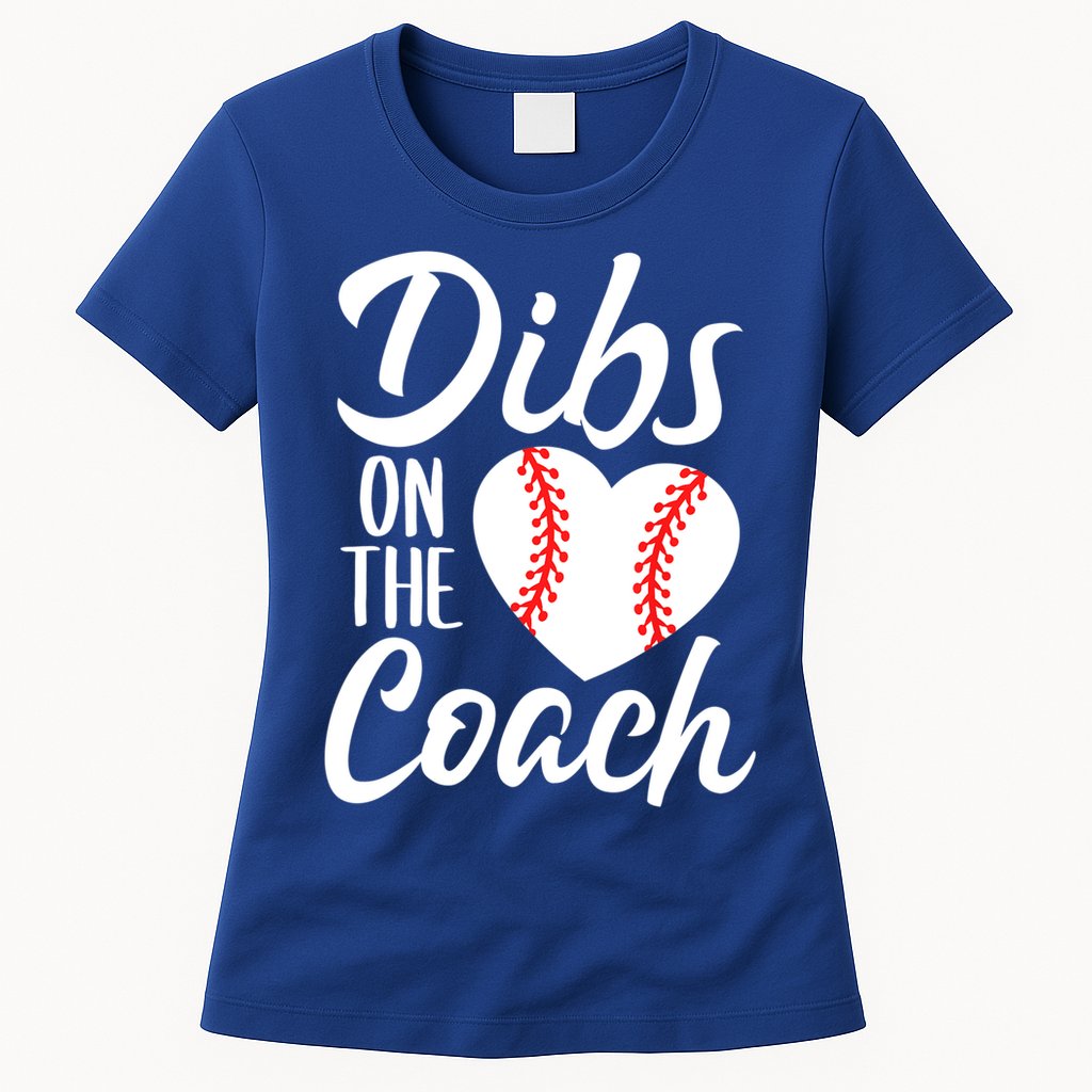 Dibs On The Coach Funny Baseball Heart Cute Mother's Day Womens T-Shirt