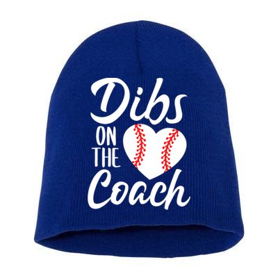 Dibs On The Coach Funny Baseball Heart Cute Mother's Day Short Acrylic Beanie