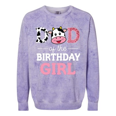 Dad Of The Birthday Farm Cow 1st Colorblast Crewneck Sweatshirt