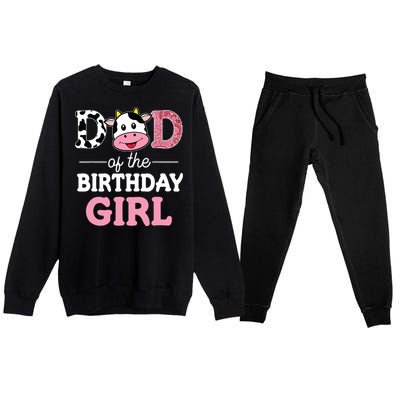 Dad Of The Birthday Farm Cow 1st Premium Crewneck Sweatsuit Set