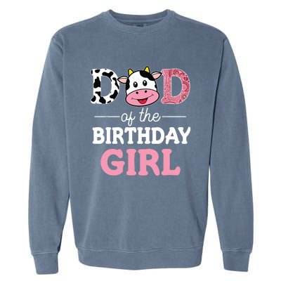 Dad Of The Birthday Farm Cow 1st Garment-Dyed Sweatshirt