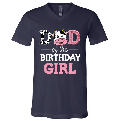 Dad Of The Birthday Farm Cow 1st V-Neck T-Shirt