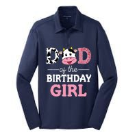 Dad Of The Birthday Farm Cow 1st Silk Touch Performance Long Sleeve Polo