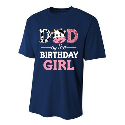 Dad Of The Birthday Farm Cow 1st Performance Sprint T-Shirt