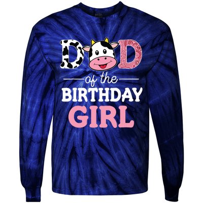 Dad Of The Birthday Farm Cow 1st Tie-Dye Long Sleeve Shirt